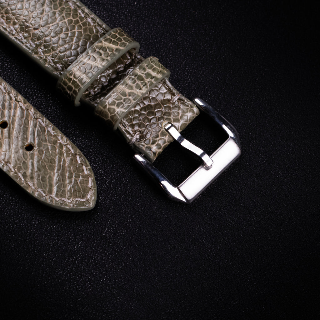 Olive Glossy Ostrich Leg Leather Apple Watch Band