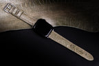 Olive Glossy Ostrich Leg Leather Apple Watch Band