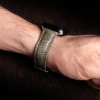 Olive Glossy Ostrich Leg Leather Apple Watch Band