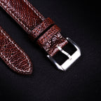 Burgundy Brown Glossy Ostrich Leg Leather Apple Watch Band