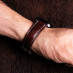 Burgundy Brown Glossy Ostrich Leg Leather Apple Watch Band