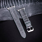 Pine Gray Glossy Ostrich Leg Leather Apple Watch Band