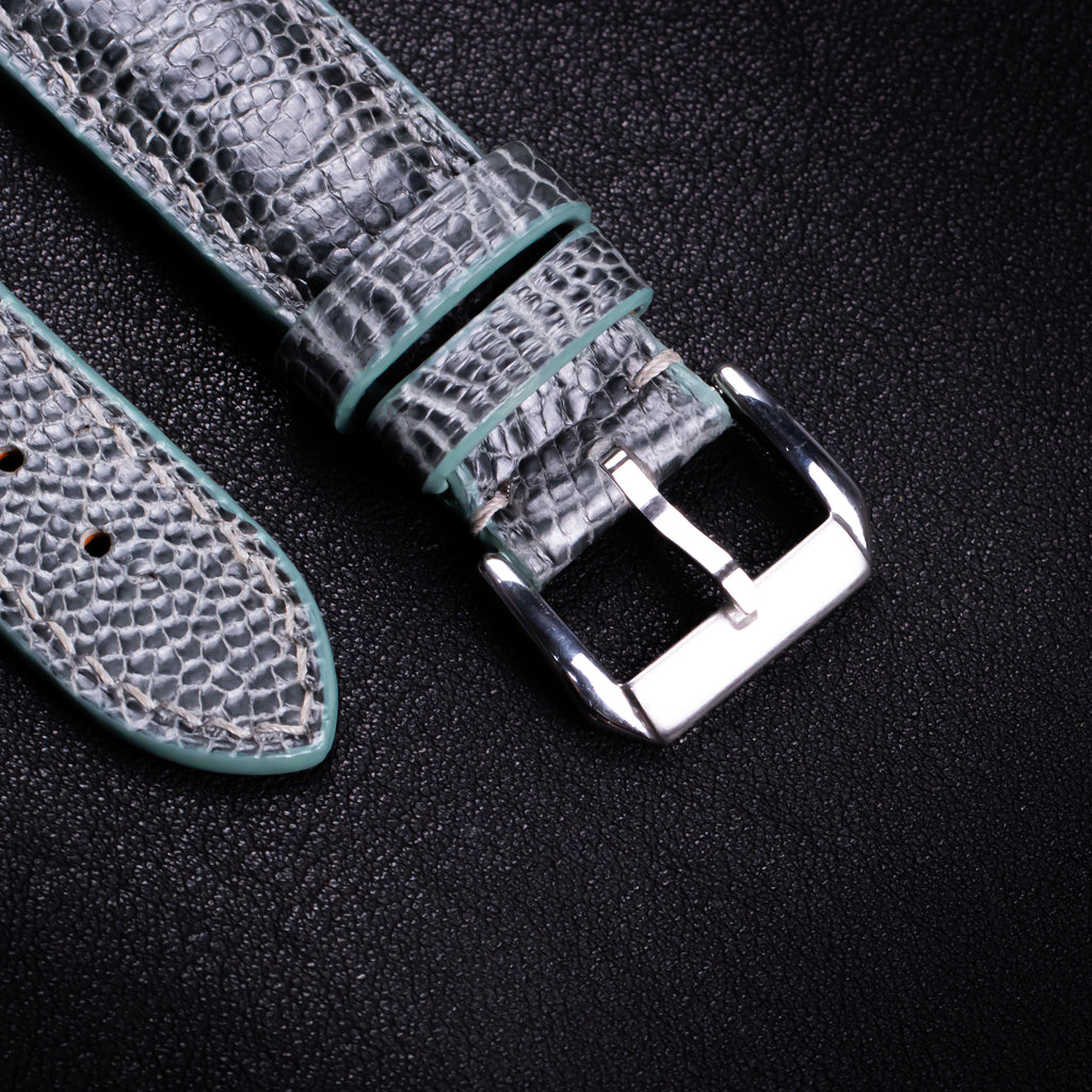 Pine Gray Glossy Ostrich Leg Leather Apple Watch Band