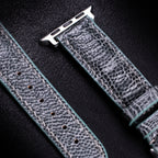 Pine Gray Glossy Ostrich Leg Leather Apple Watch Band