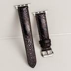 Dark Brown Glossy Ostrich Leg Leather Apple Watch Band (Scaled)