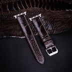 Dark Brown Glossy Ostrich Leg Leather Apple Watch Band (Scaled)