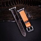 Dark Brown Glossy Ostrich Leg Leather Apple Watch Band (Scaled)