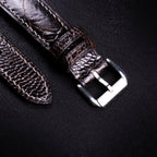 Dark Brown Glossy Ostrich Leg Leather Apple Watch Band (Scaled)