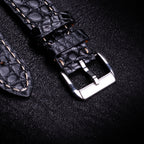 Black Alligator Leather Apple Watch Band