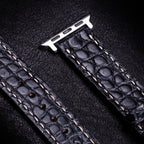 Black Alligator Leather Apple Watch Band