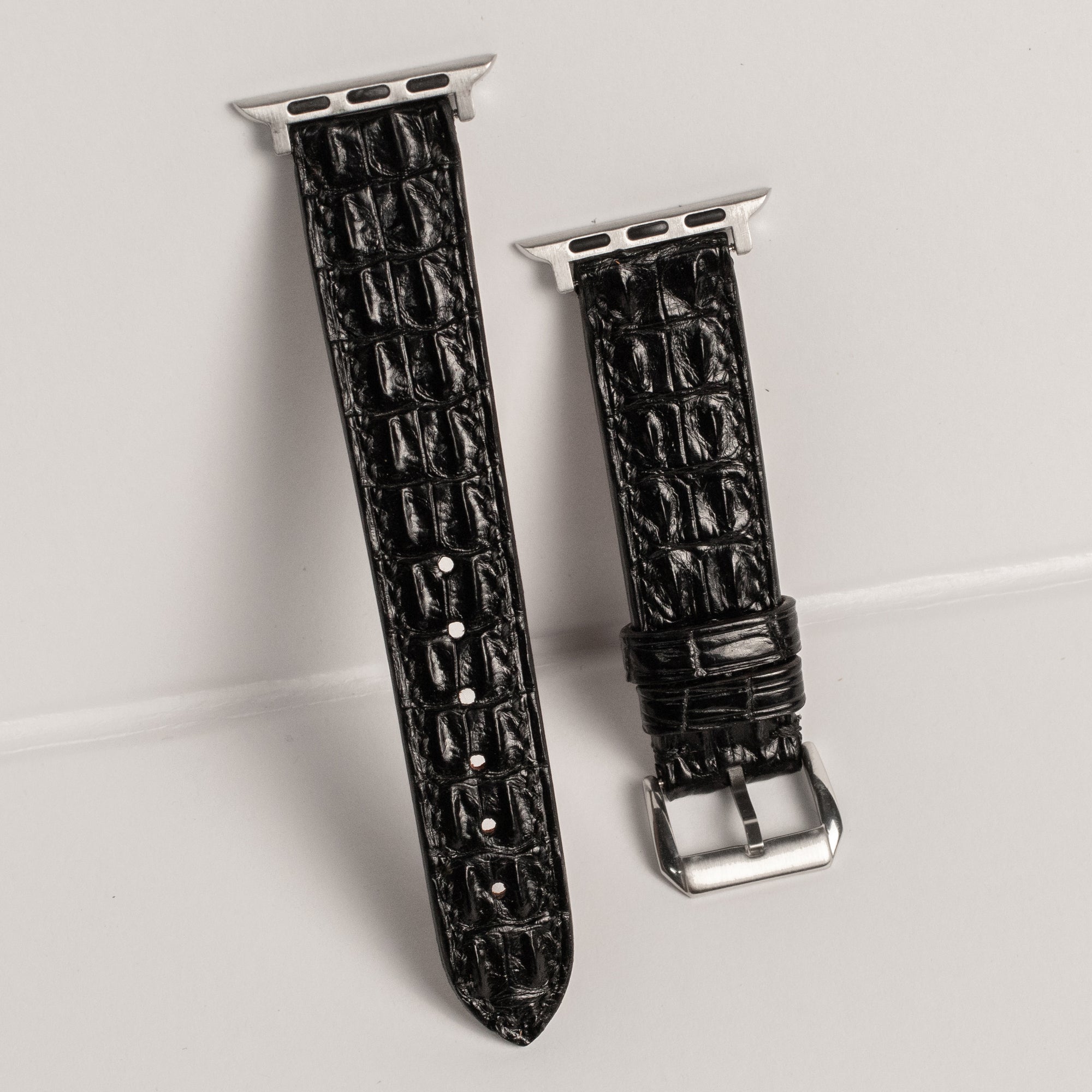 Black Double Hornback Alligator Apple Watch Band