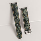 Forest Green Matte Ostrich Leg Leather Apple Watch Band