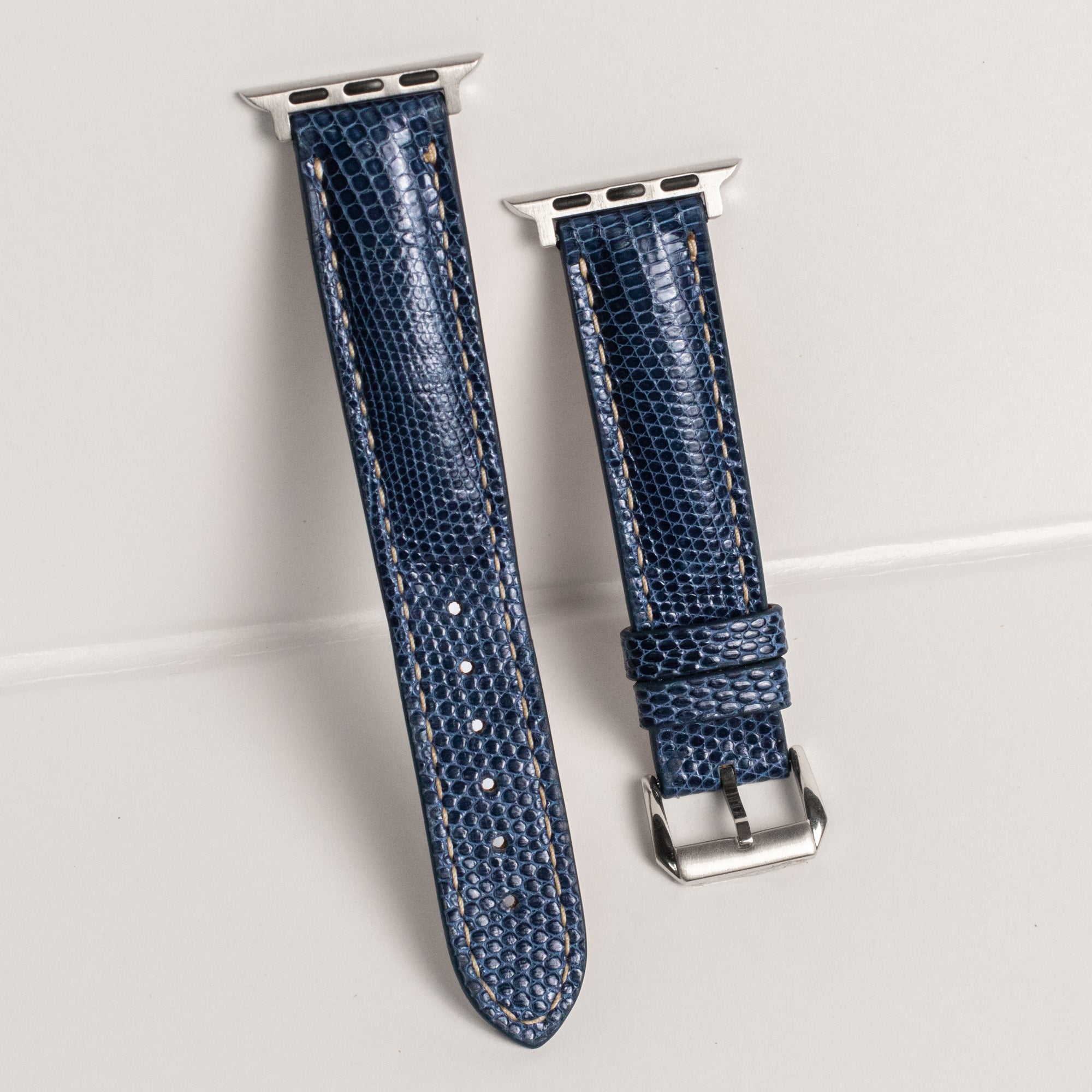 Steel Blue Lizard Leather Apple Watch Band