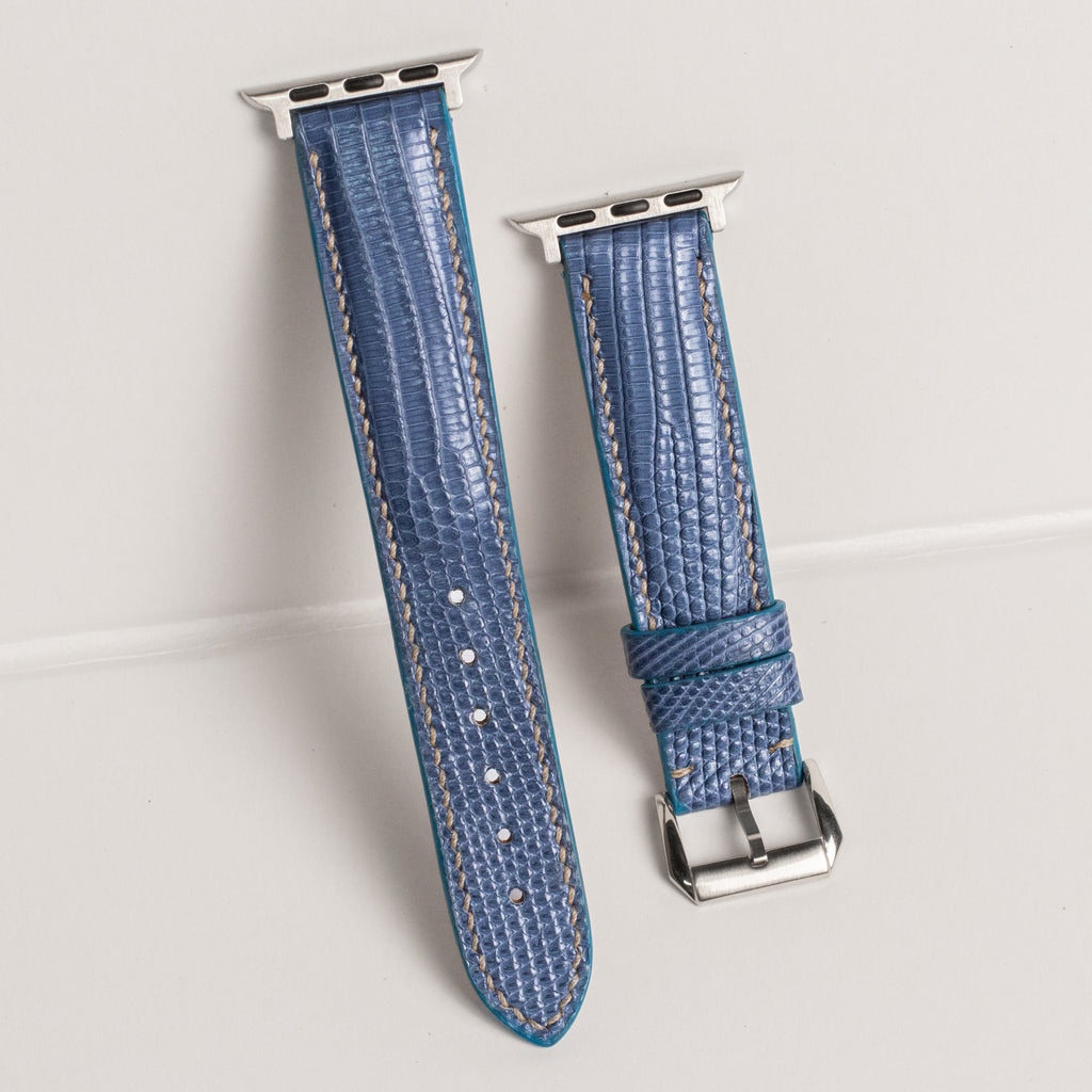 Dusty Blue Lizard Leather Apple Watch Band