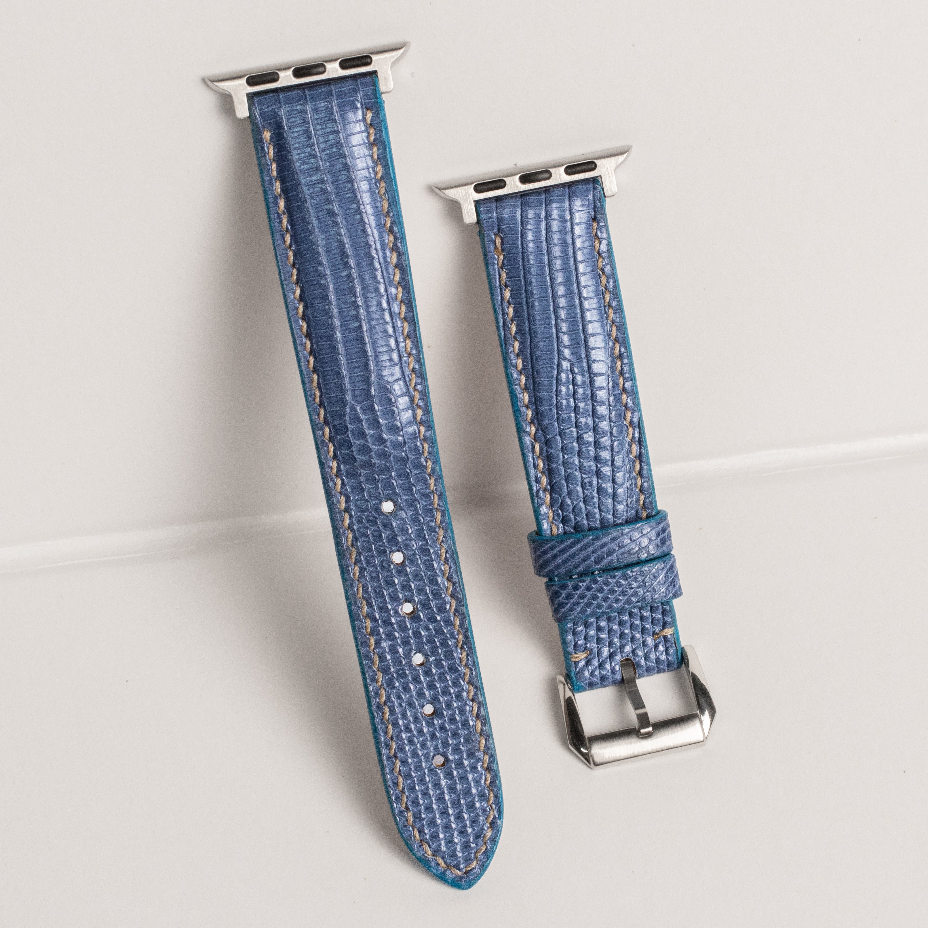 Dusty Blue Lizard Leather Apple Watch Band