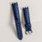 Navy Alligator Leather Apple Watch Band