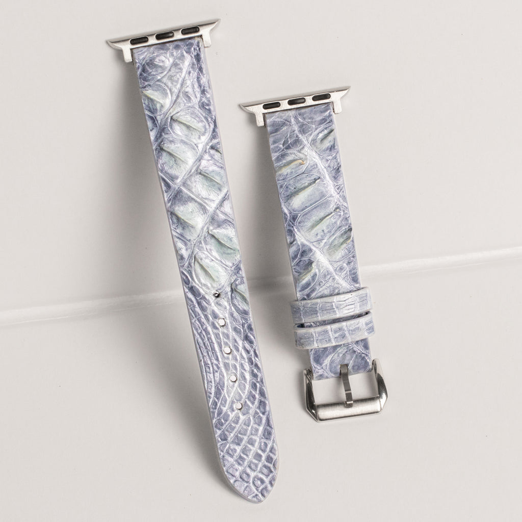 Glacier Blue Alligator Hornback Apple Watch Band