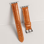 Tangerine Lizard Leather Apple Watch Band