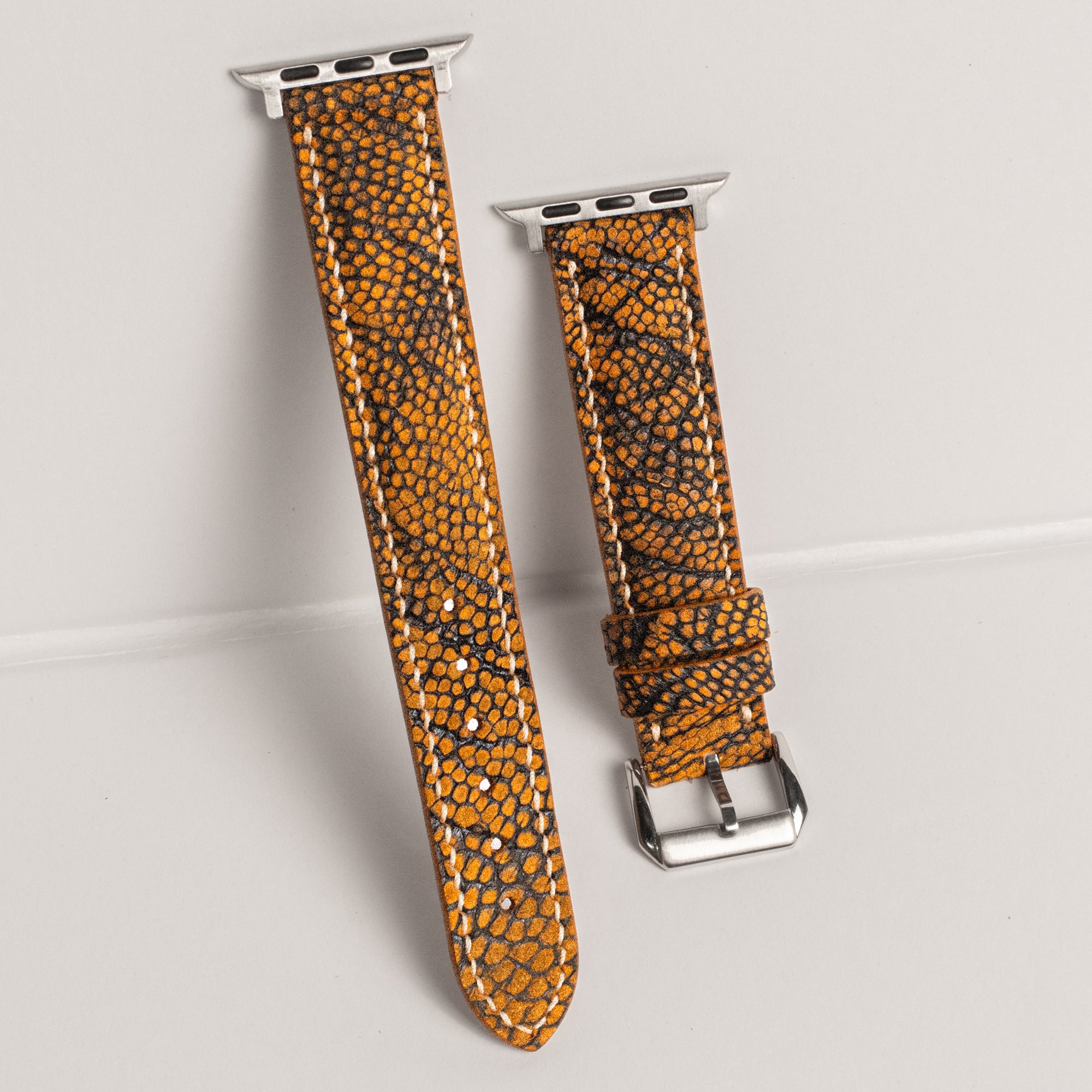 Saffron Matte Ostrich Leg Leather Apple Watch Band