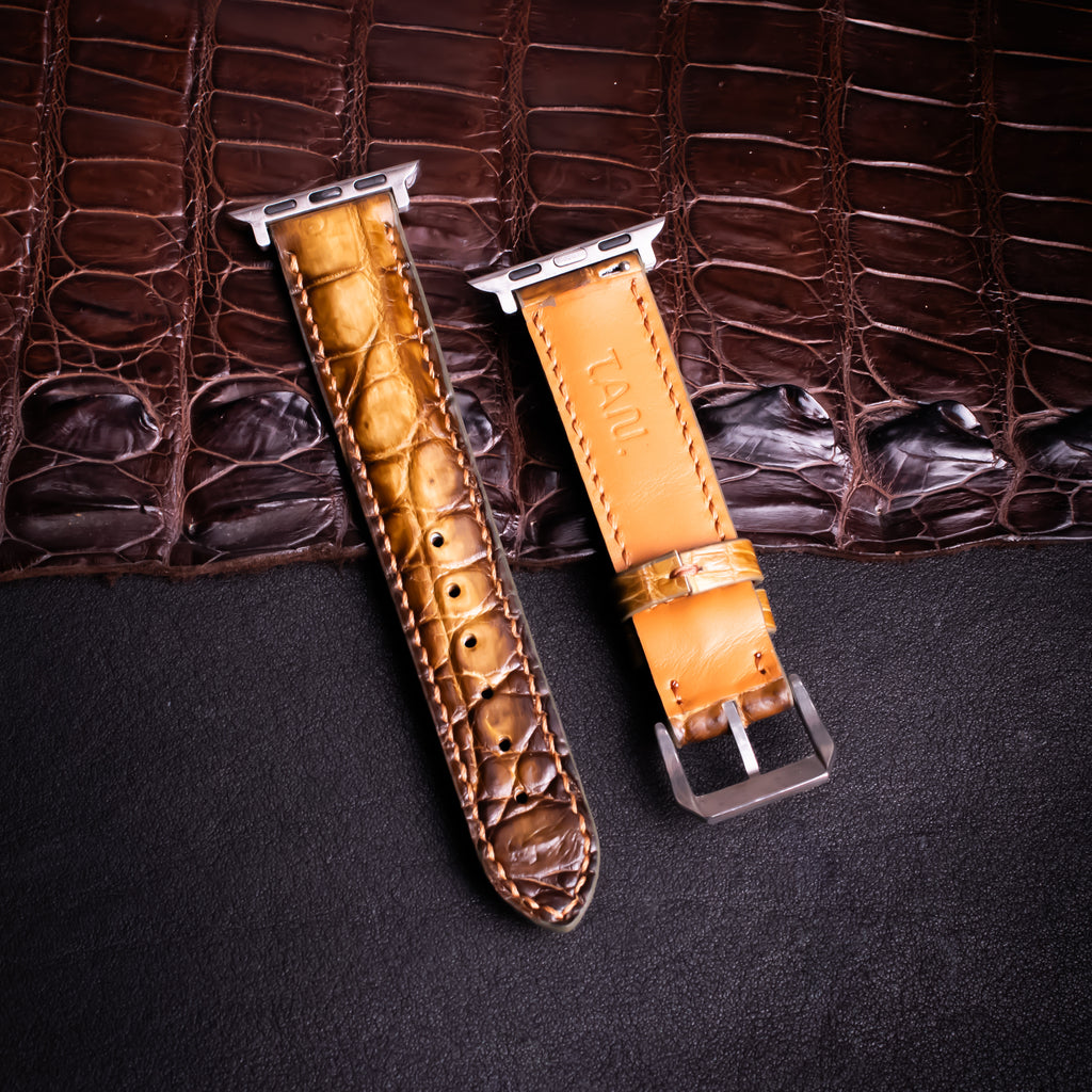 Havana Patina Alligator Leather Apple Watch Band