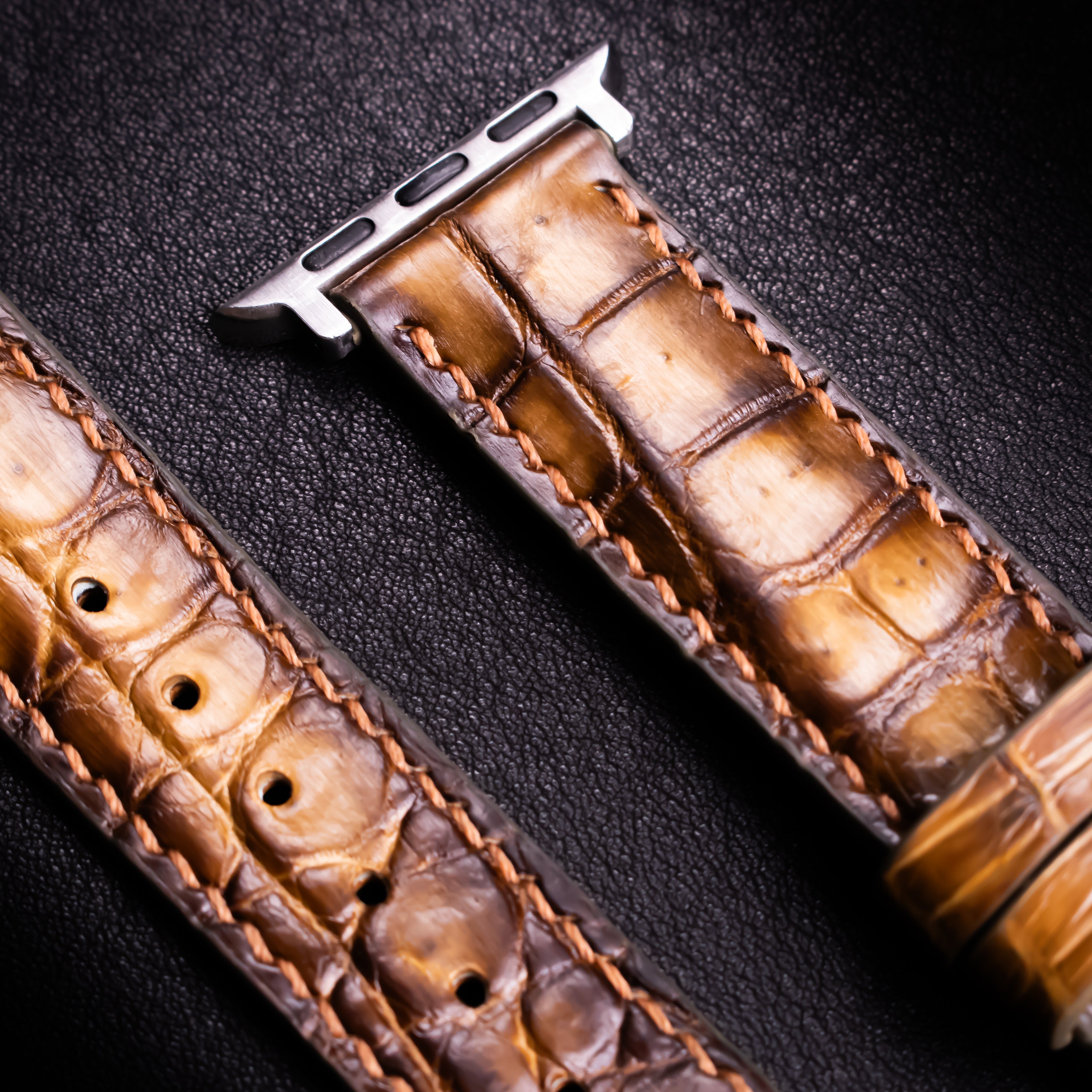 Havana Patina Alligator Leather Apple Watch Band