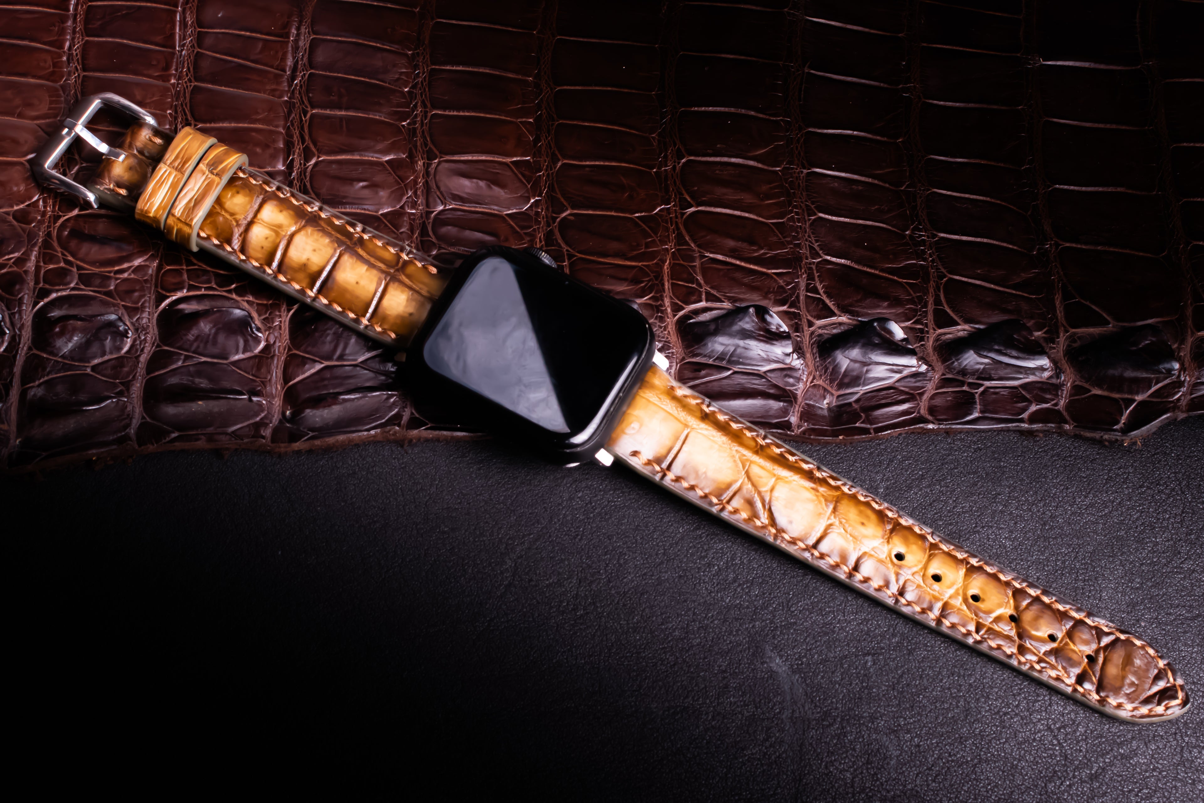 Havana Patina Alligator Leather Apple Watch Band