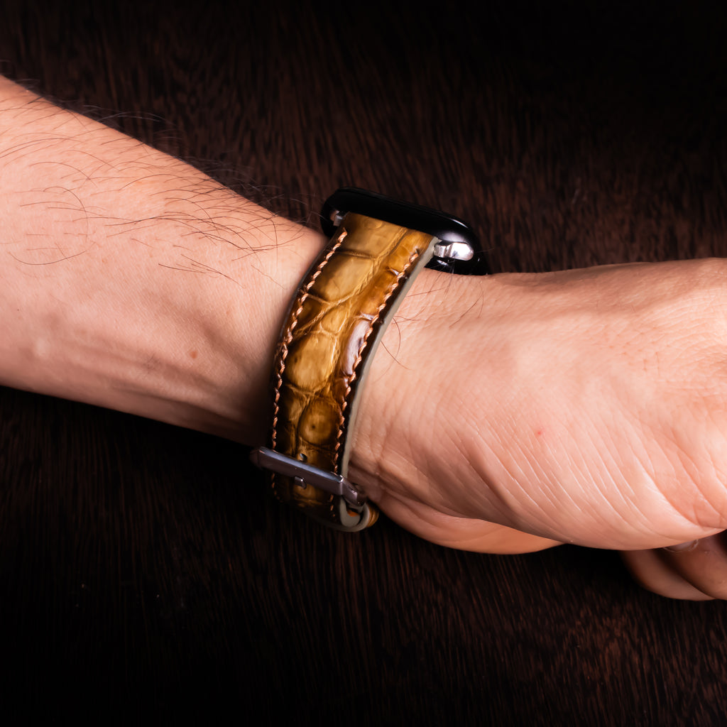 Havana Patina Alligator Leather Apple Watch Band