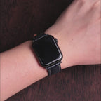 Midnight Blue Glossy Ostrich Leg Leather Apple Watch Band (Scaled)