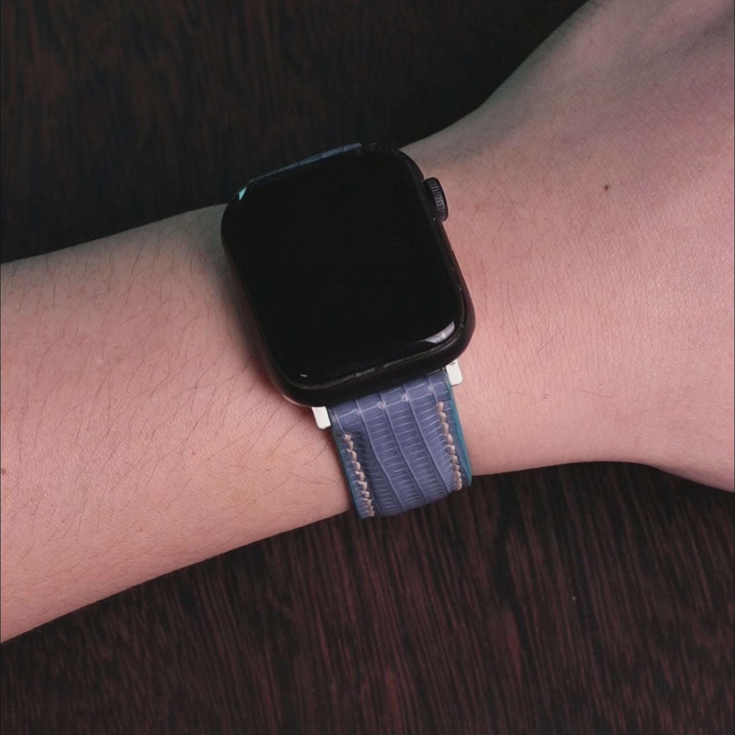 Dusty Blue Lizard Leather Apple Watch Band