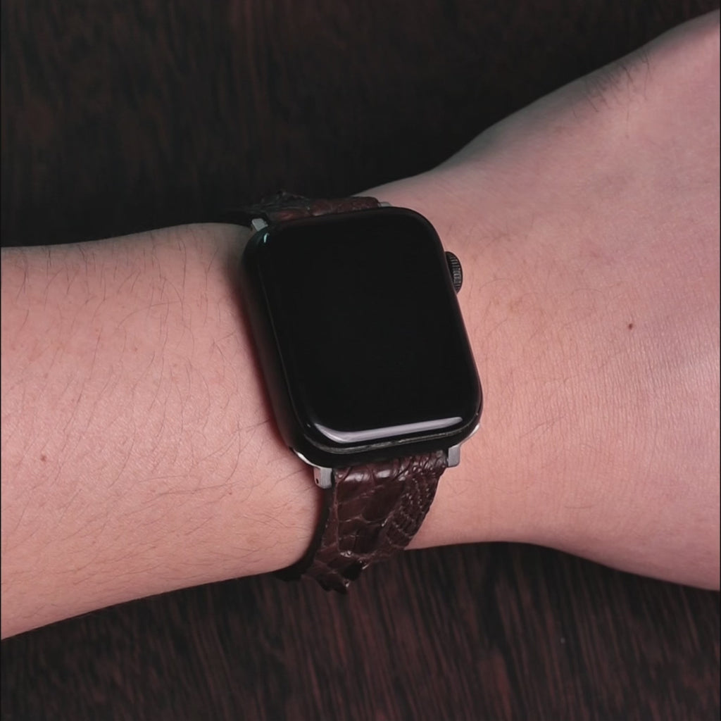Dark Brown Horned Alligator Leg Apple Watch Band