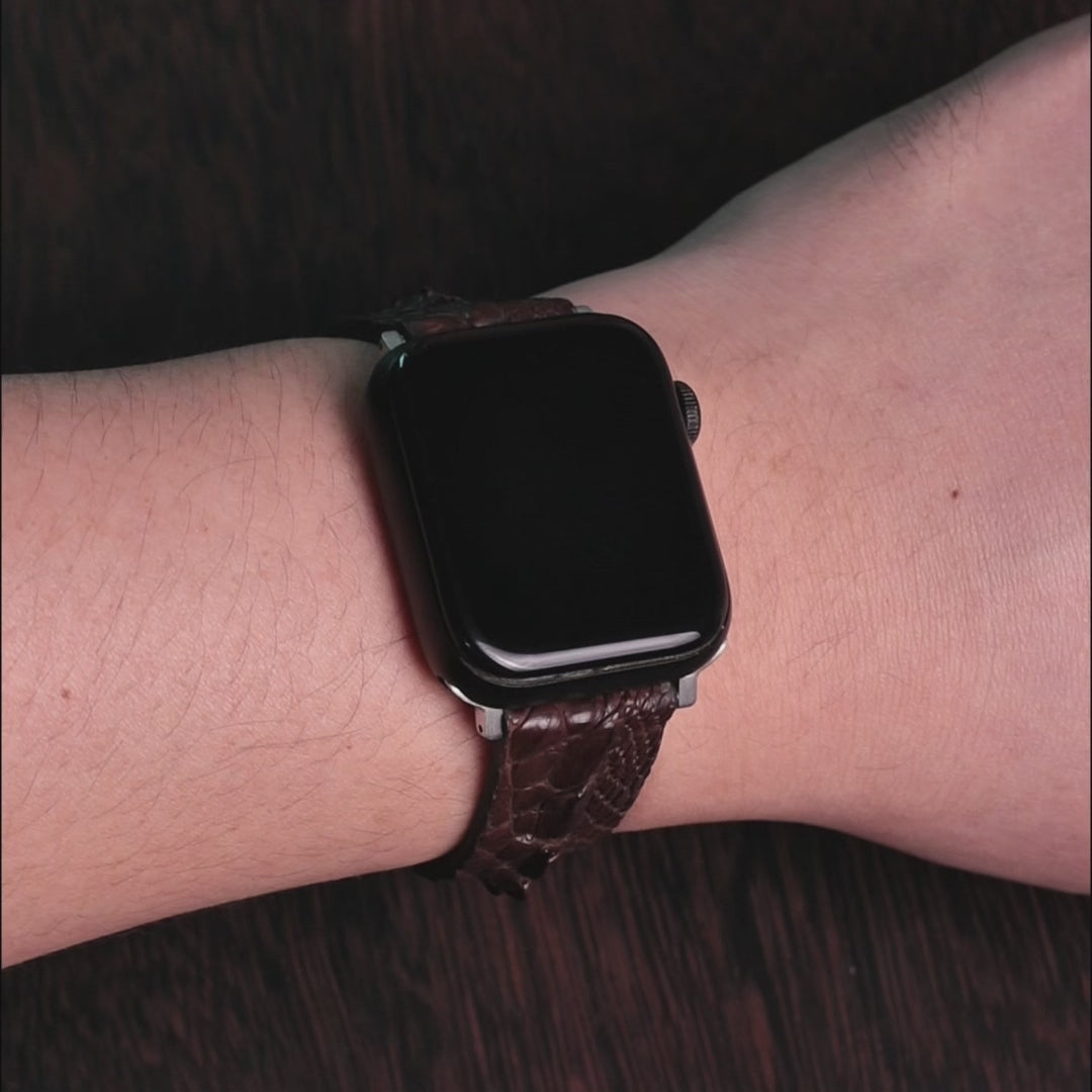 Dark Brown Horned Alligator Leg Apple Watch Band
