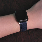 Navy Alligator Leather Apple Watch Band
