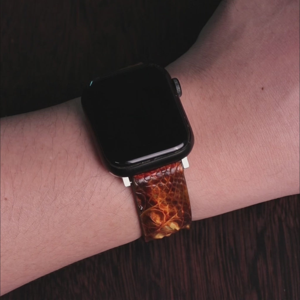 Whiskey Alligator Hornback Apple Watch Band