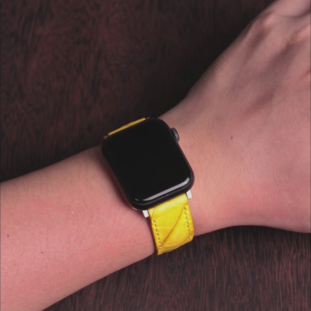 Dijon Yellow Alligator Leather Apple Watch Band (Belly)