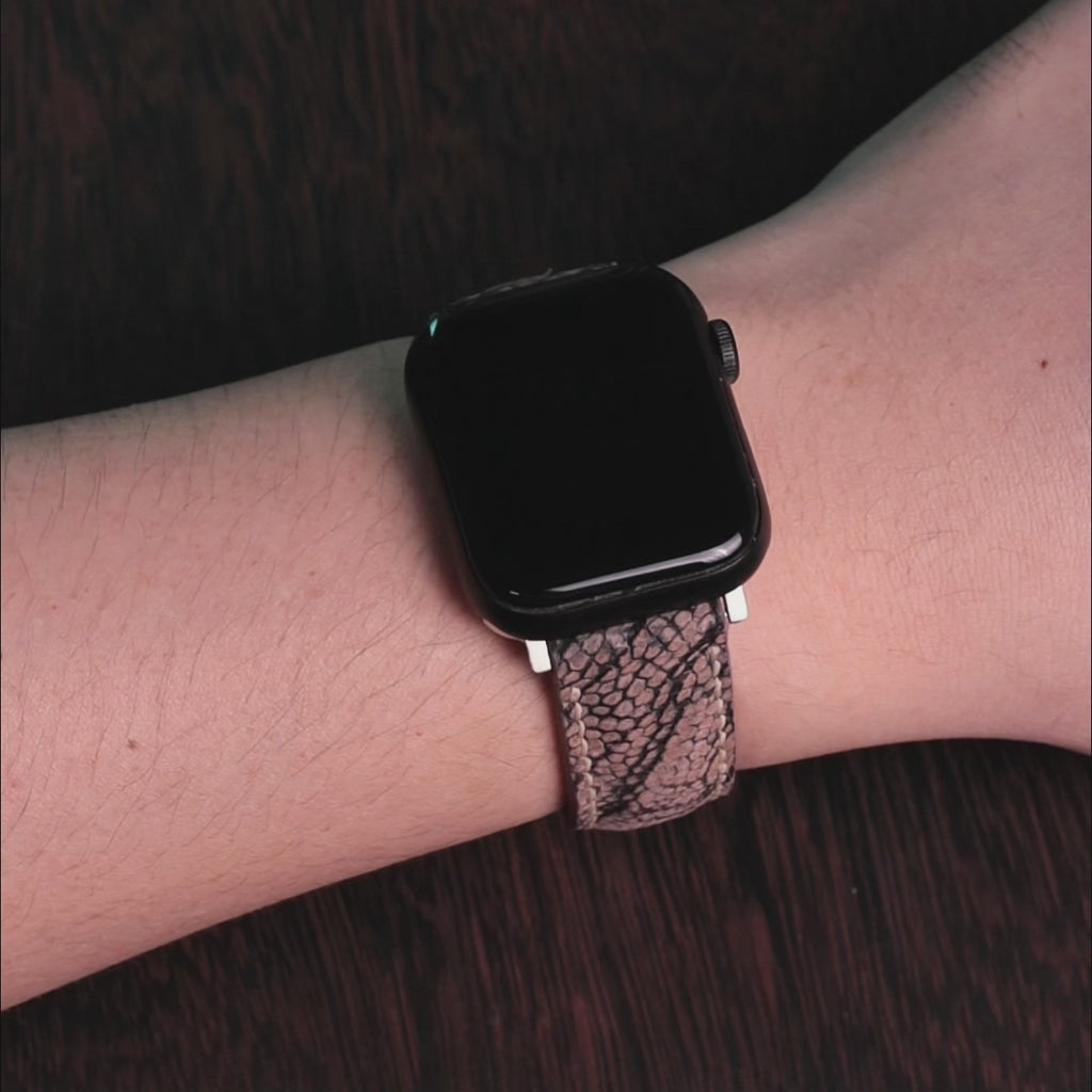 Rose Taupe Matte Ostrich Leather Apple Watch Band