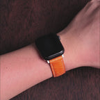 Tangerine Glossy Ostrich Leg Leather Apple Watch Band
