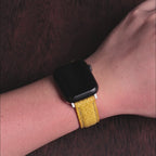 Citrine Yellow Glossy Ostrich Leg Leather Apple Watch Band