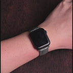 Pine Gray Glossy Ostrich Leg Leather Apple Watch Band
