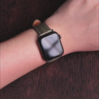 Olive Glossy Ostrich Leg Leather Apple Watch Band (Scaled)
