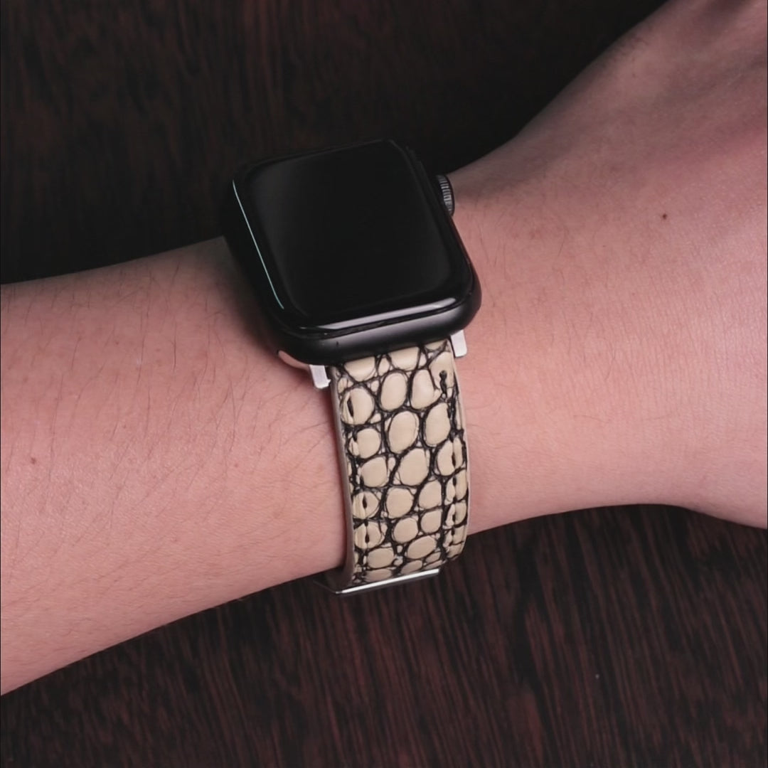 Ivory Alligator Leather Apple Watch Band