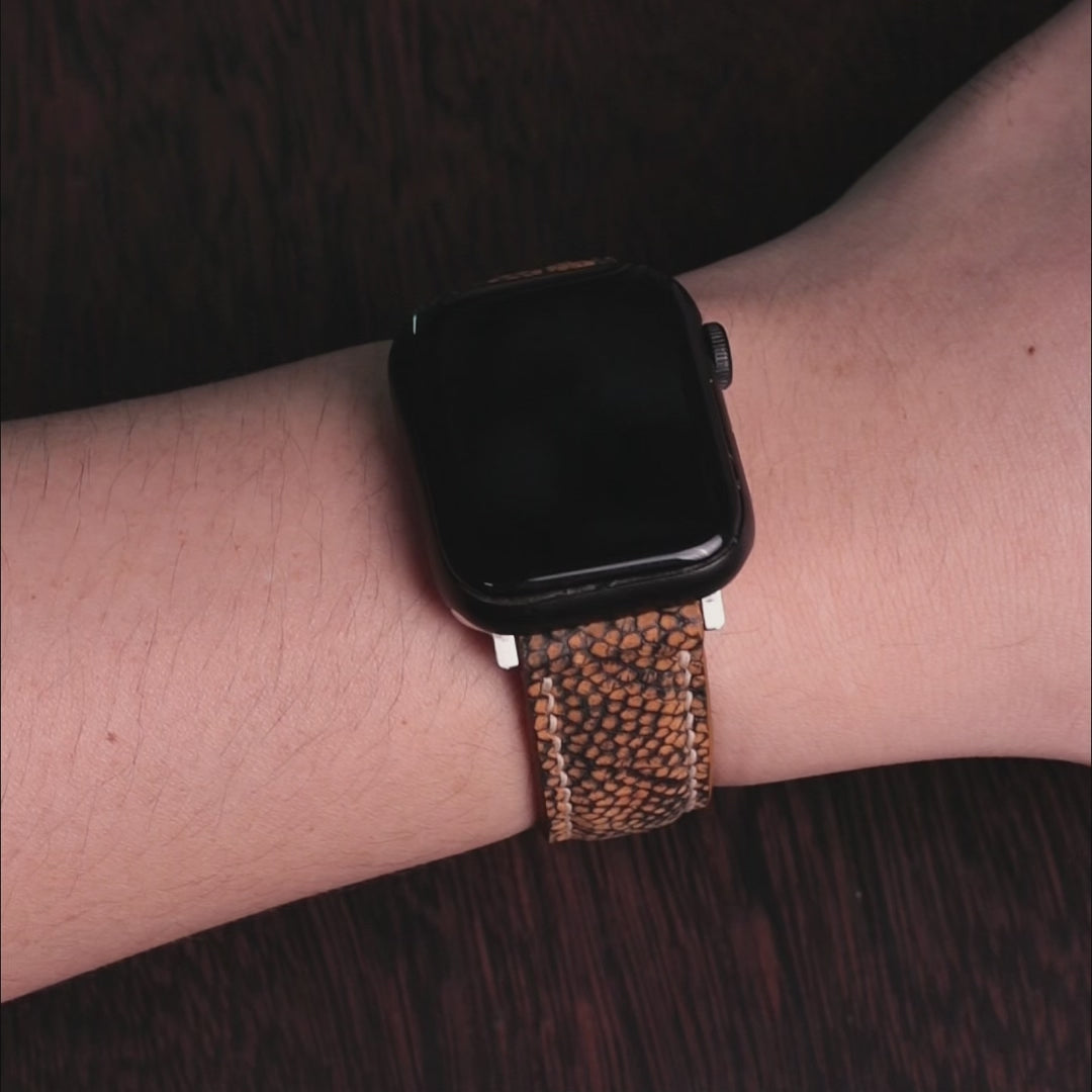 Saffron Matte Ostrich Leg Leather Apple Watch Band