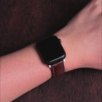 Espresso Glossy Ostrich Leg Leather Apple Watch Band (Scaled)