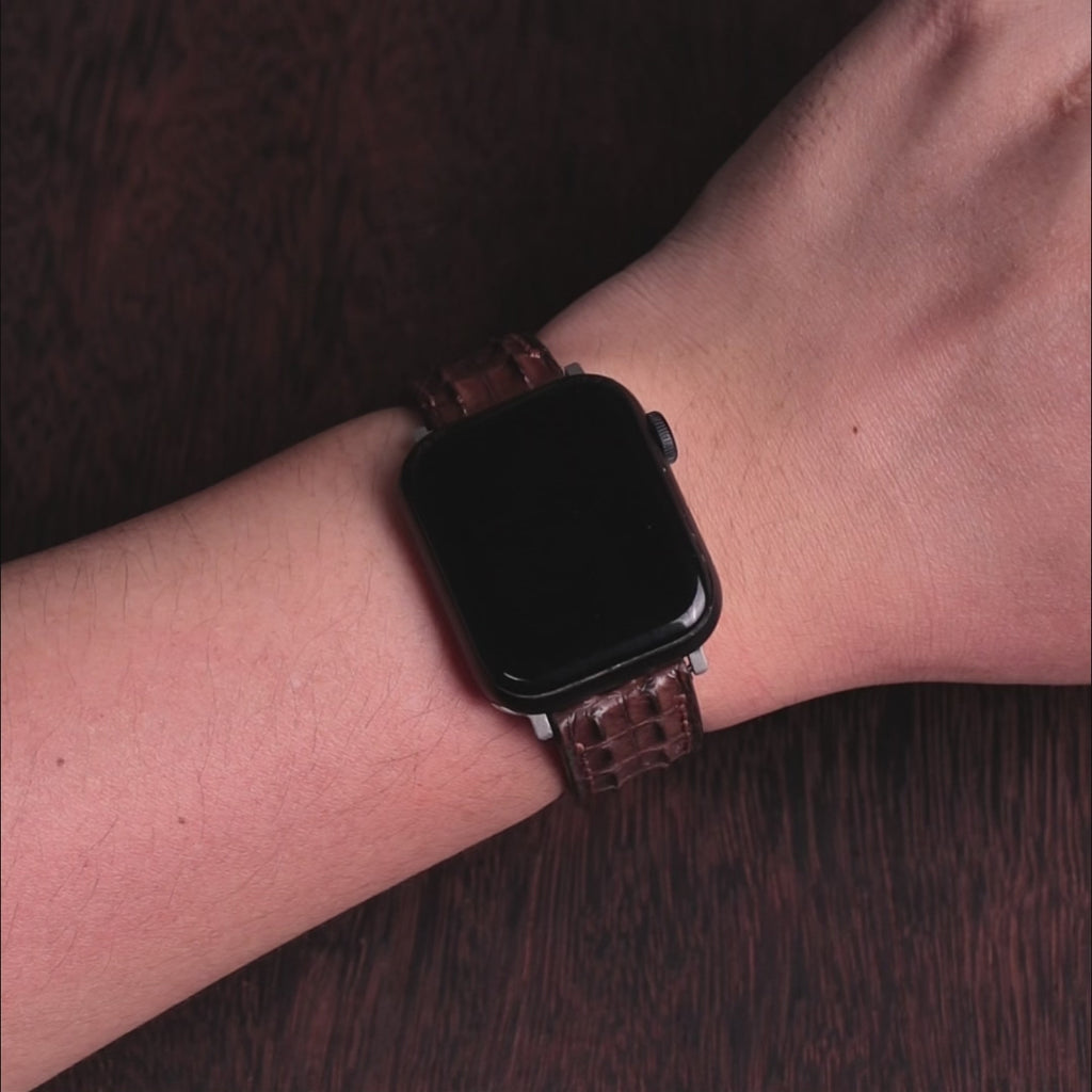 Brown Double Hornback Alligator Apple Watch Band