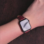 Scarlet Glossy Ostrich Leg Leather Apple Watch Band